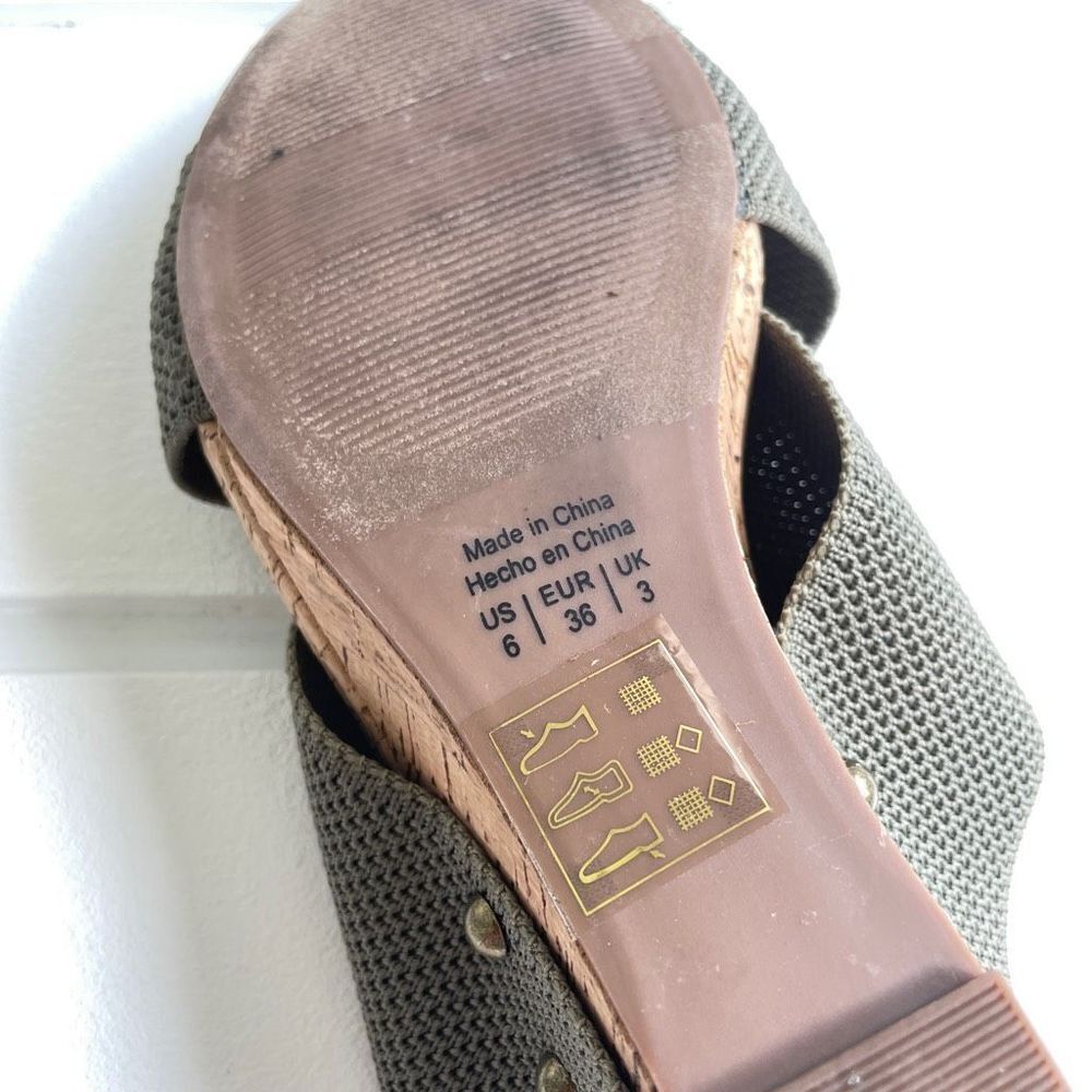 41 Hawthorn Women's Green Stretch Knit Mule Cork Wedge Joyce Sandals Size 6 - Picture 10 of 10